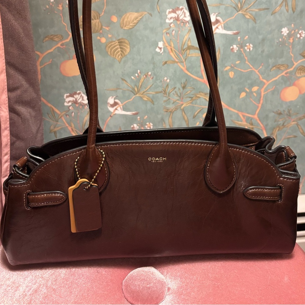 Coach Empire Carryall Bag 34 Brown Leather Shoulder Baguette